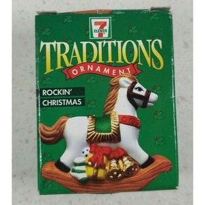 7-Eleven Traditions Chistmas Ornament, 1997, Rockin' Christmas, Ceramic Ornament